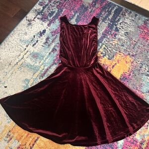 American Apparel Velvet Backless Dress in Deep Burgundy